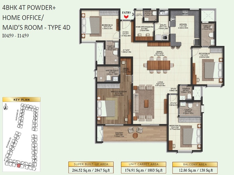 Brigade Eternia 4 BHK 2847 Sq Ft Floor Plan